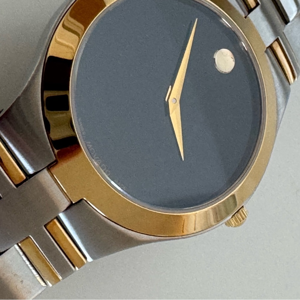 Movado Museum Classic Two Tone Swiss Watch Sapphire Crystal Minimalist - Picture 4 of 10